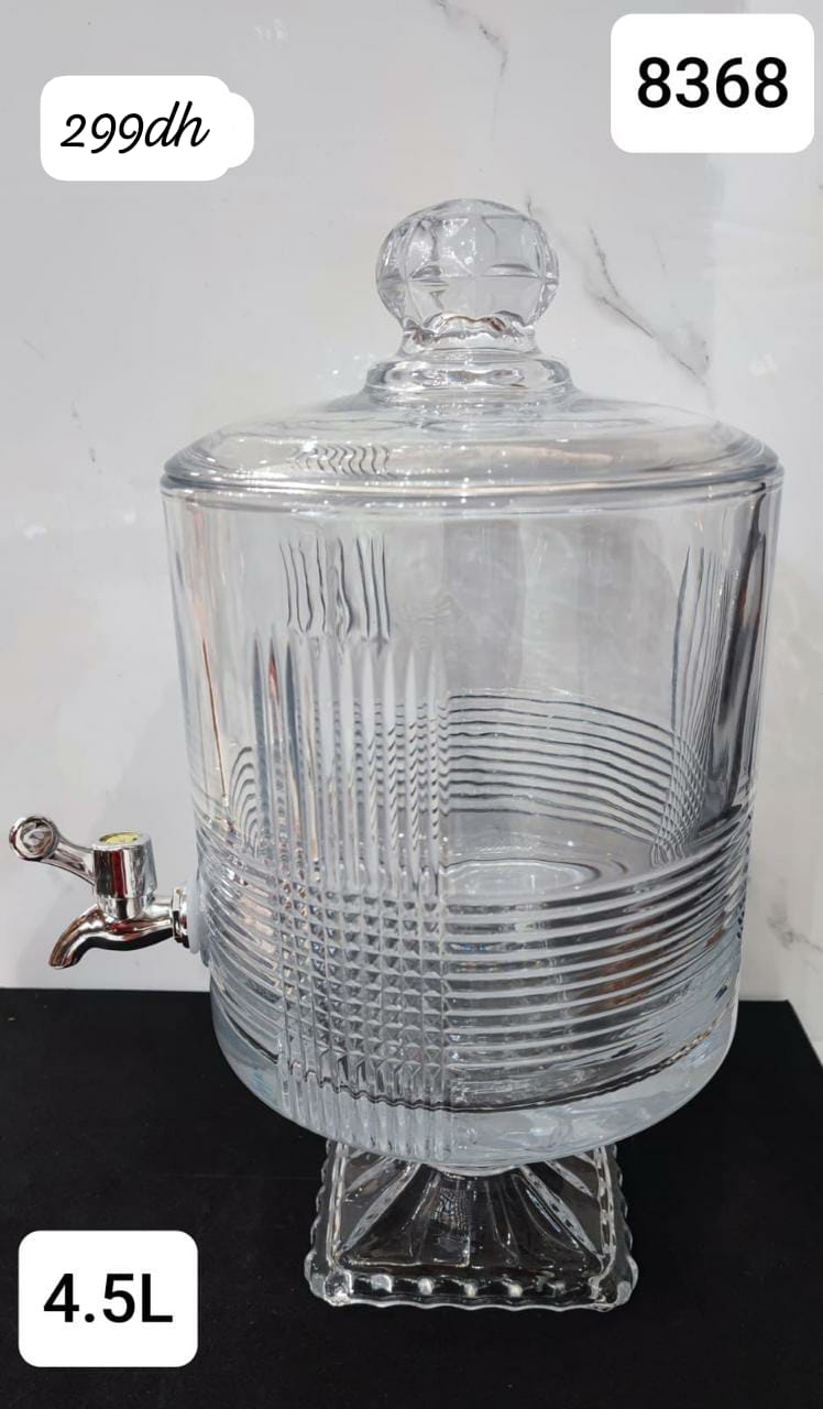 موزّع مشروبات زجاجي بسعة 4.5 لتر بتصميم أنيق