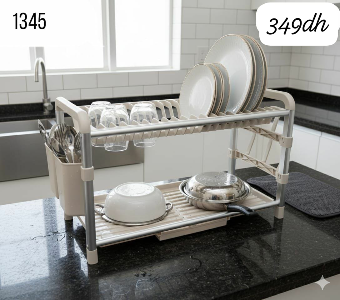 رف لتجفيف الأواني بطبقتين