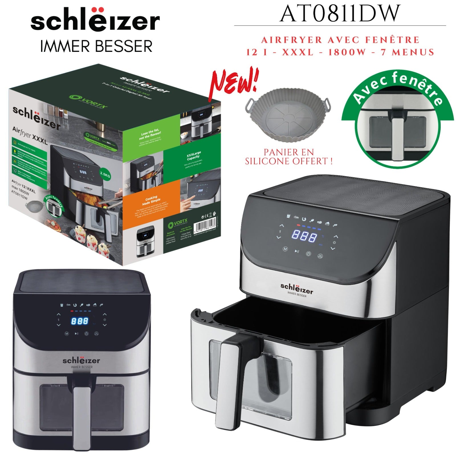 قلاية هوائية عصرية بسعة كبيرة 12 لتر، بقوة 1800